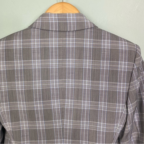 Theory Power Jacket 2 Maple Check Plaid Blue Gray Black Sz 2 - Picture 8 of 8